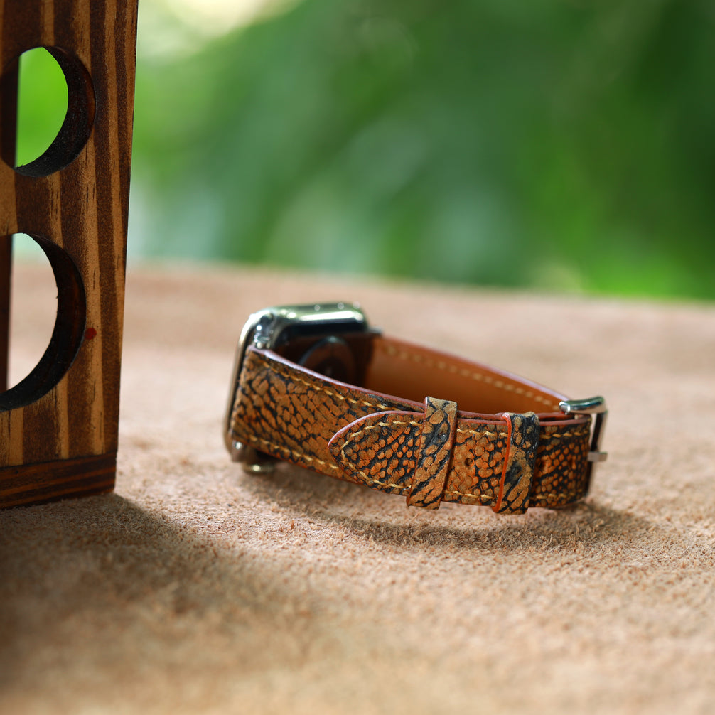 Brown Waxed Ostrich Leg Leather Watch Strap (Smooth)