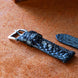 Black Horned Alligator Leg Stitchless Strap