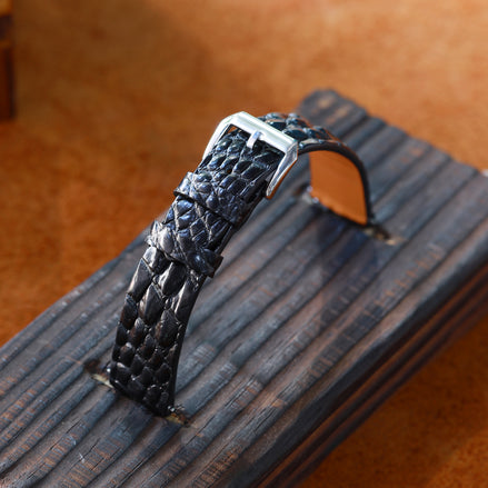 Black Alligator Leg Stitchless Strap (Smooth)