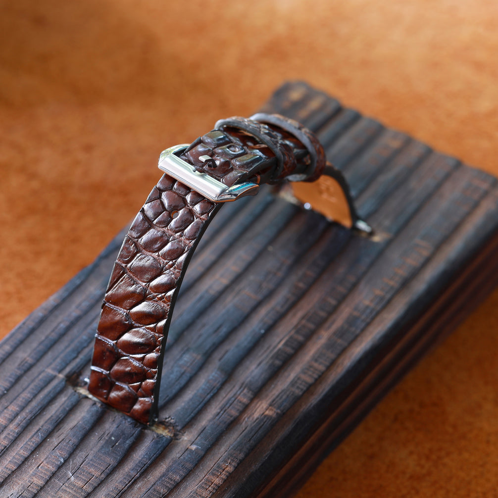 Brown Alligator Leg Stitchless Strap (Smooth)