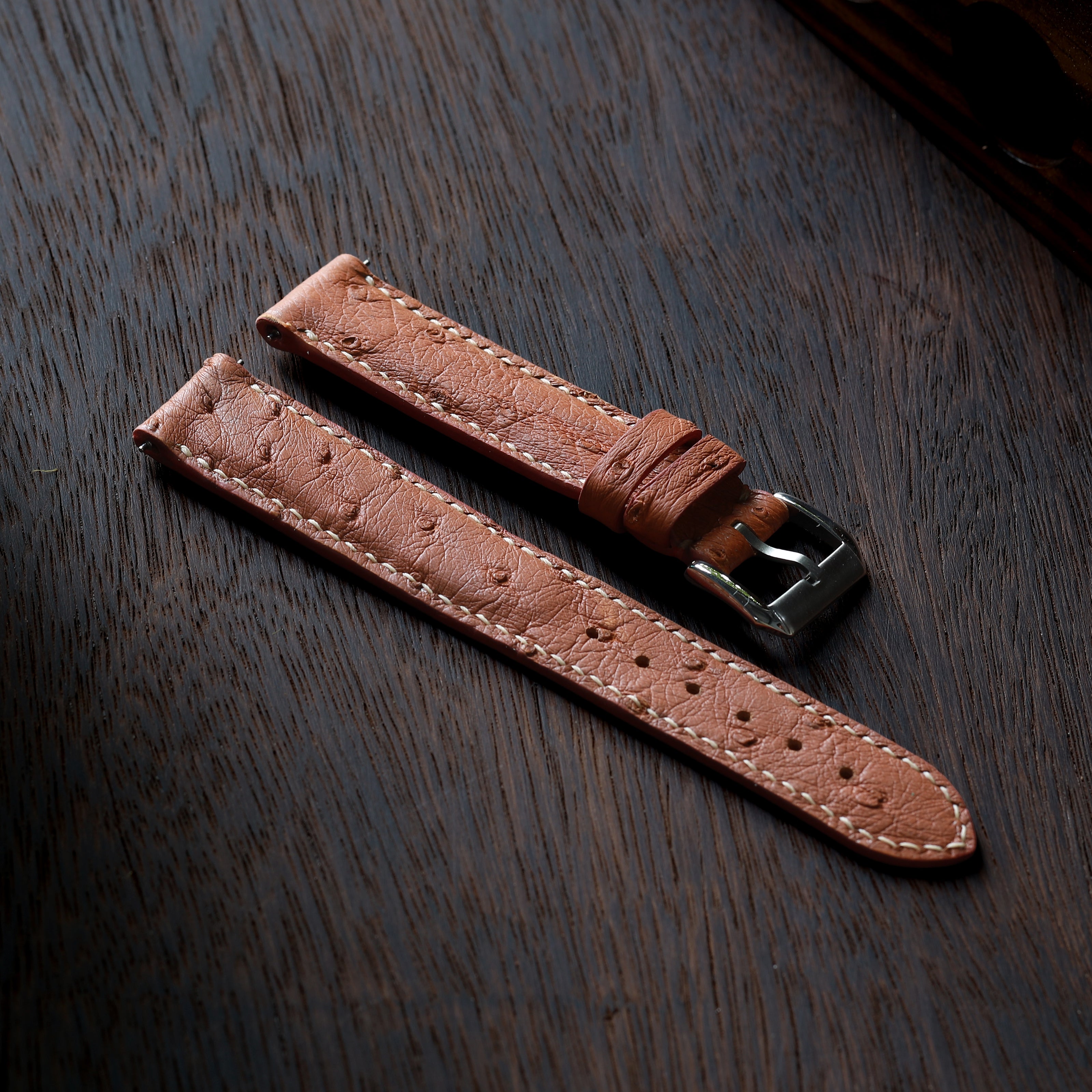 Soft Orange Ostrich Leather Watch Strap