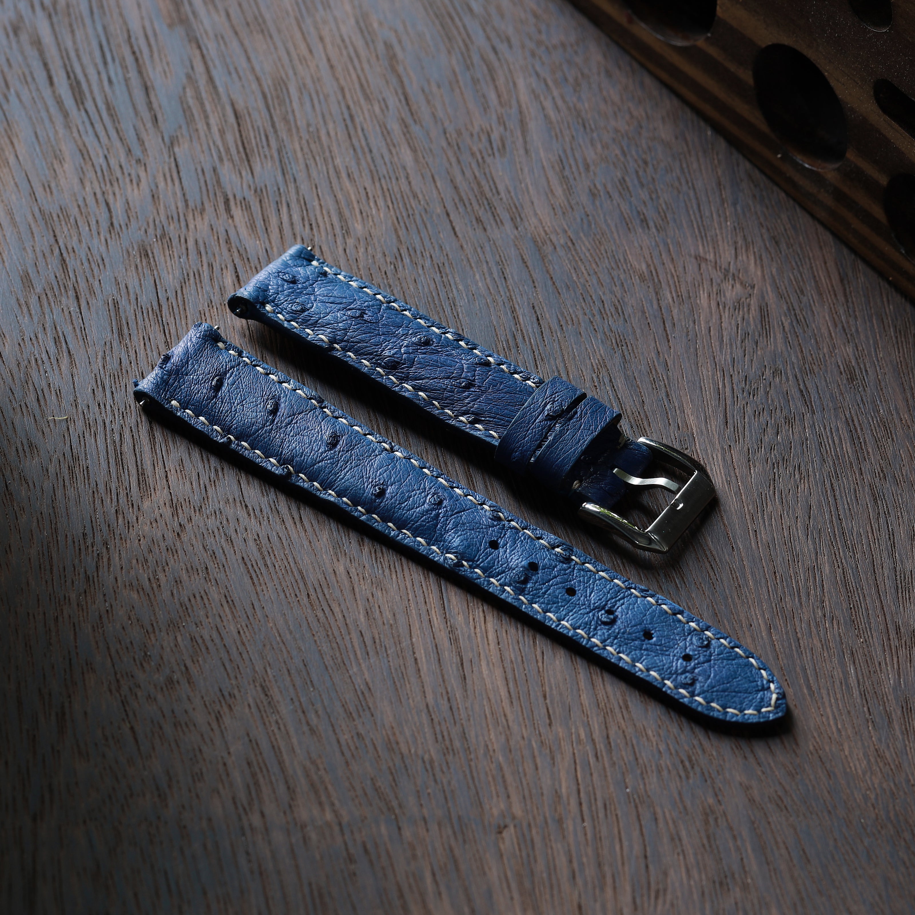 Blue Ostrich Leather Watch Strap