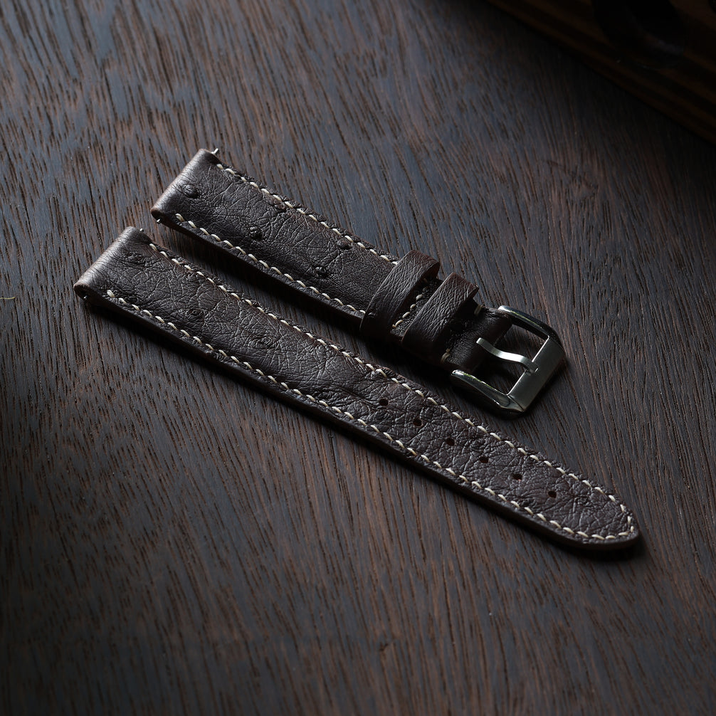 Brown Ostrich Leather Watch Strap