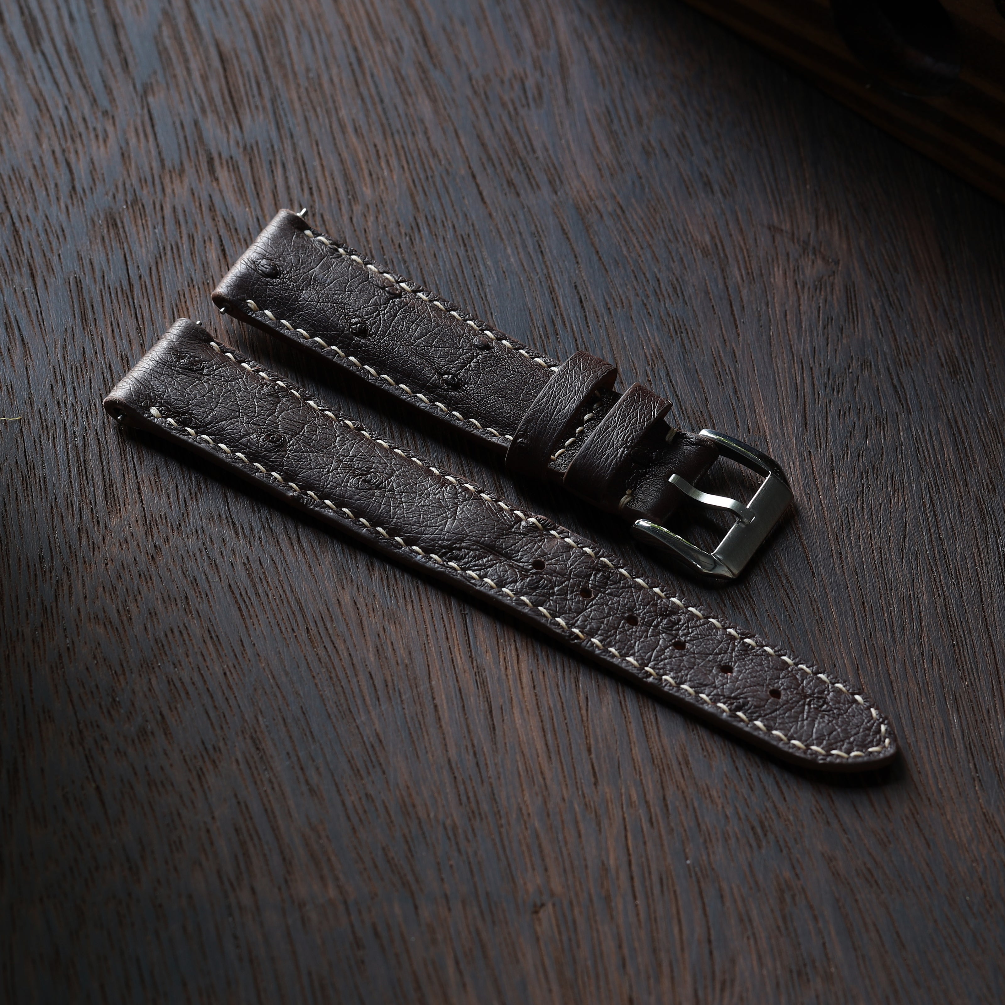 Brown Ostrich Leather Watch Strap