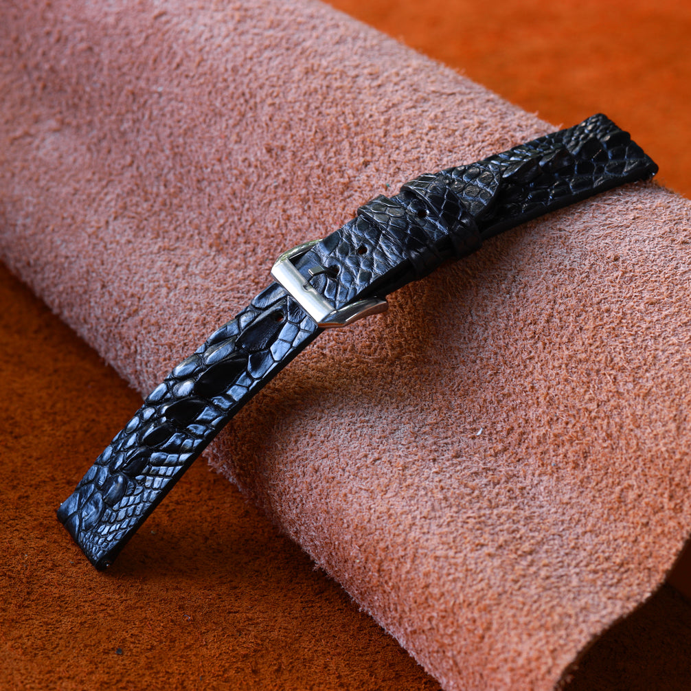 Black Horned Alligator Leg Stitchless Strap