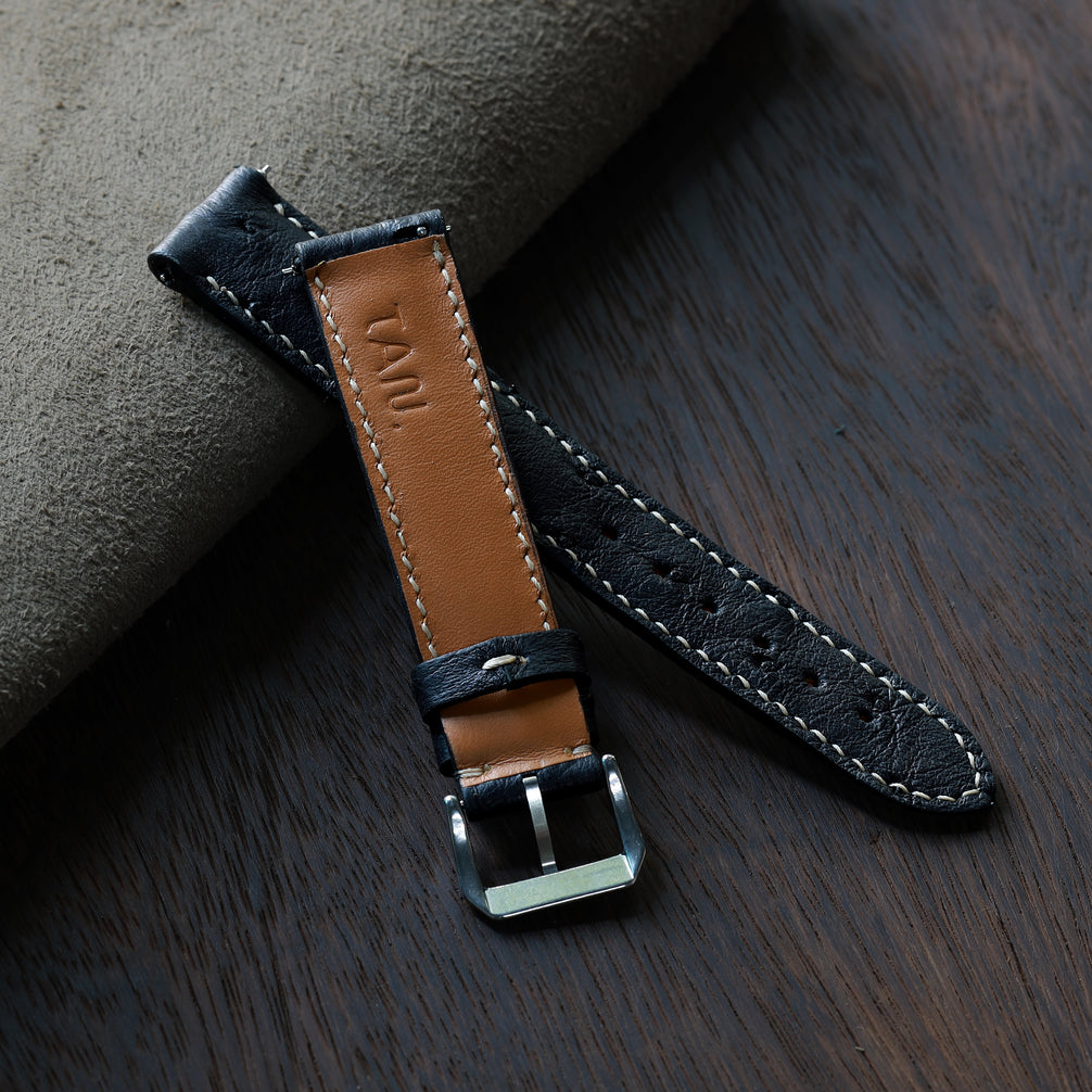 Black Ostrich Leather Watch Strap