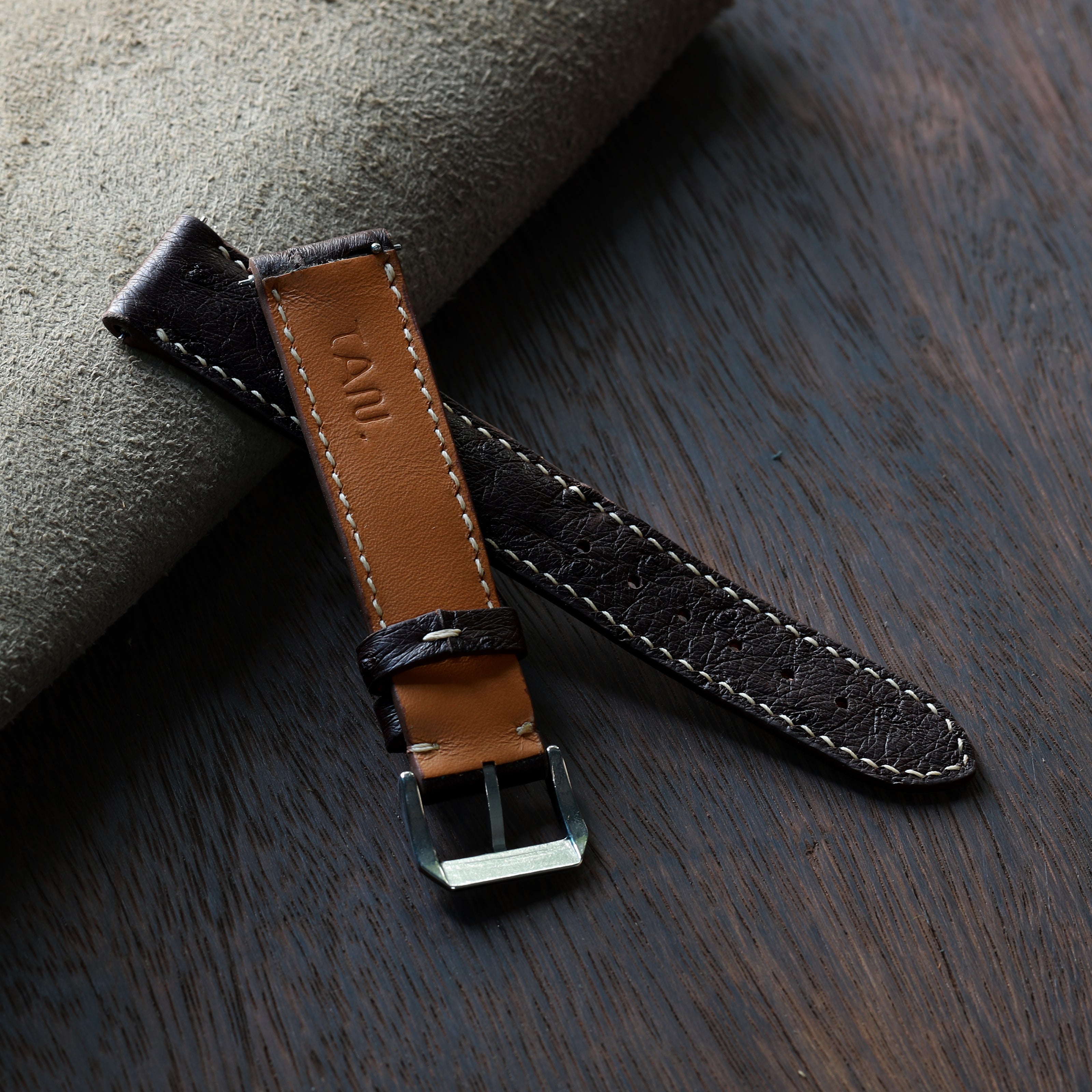 Brown Ostrich Leather Watch Strap