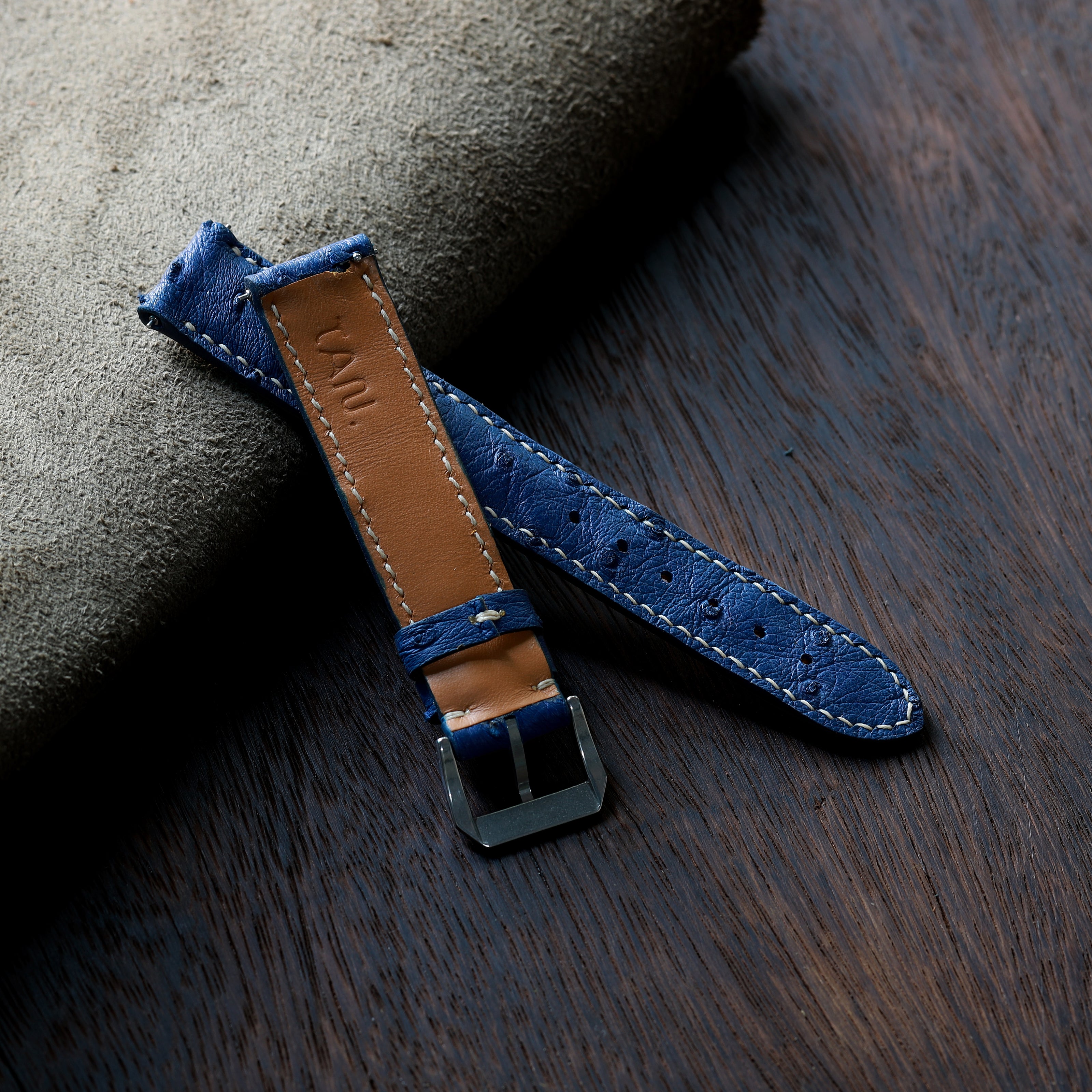 Blue Ostrich Leather Watch Strap