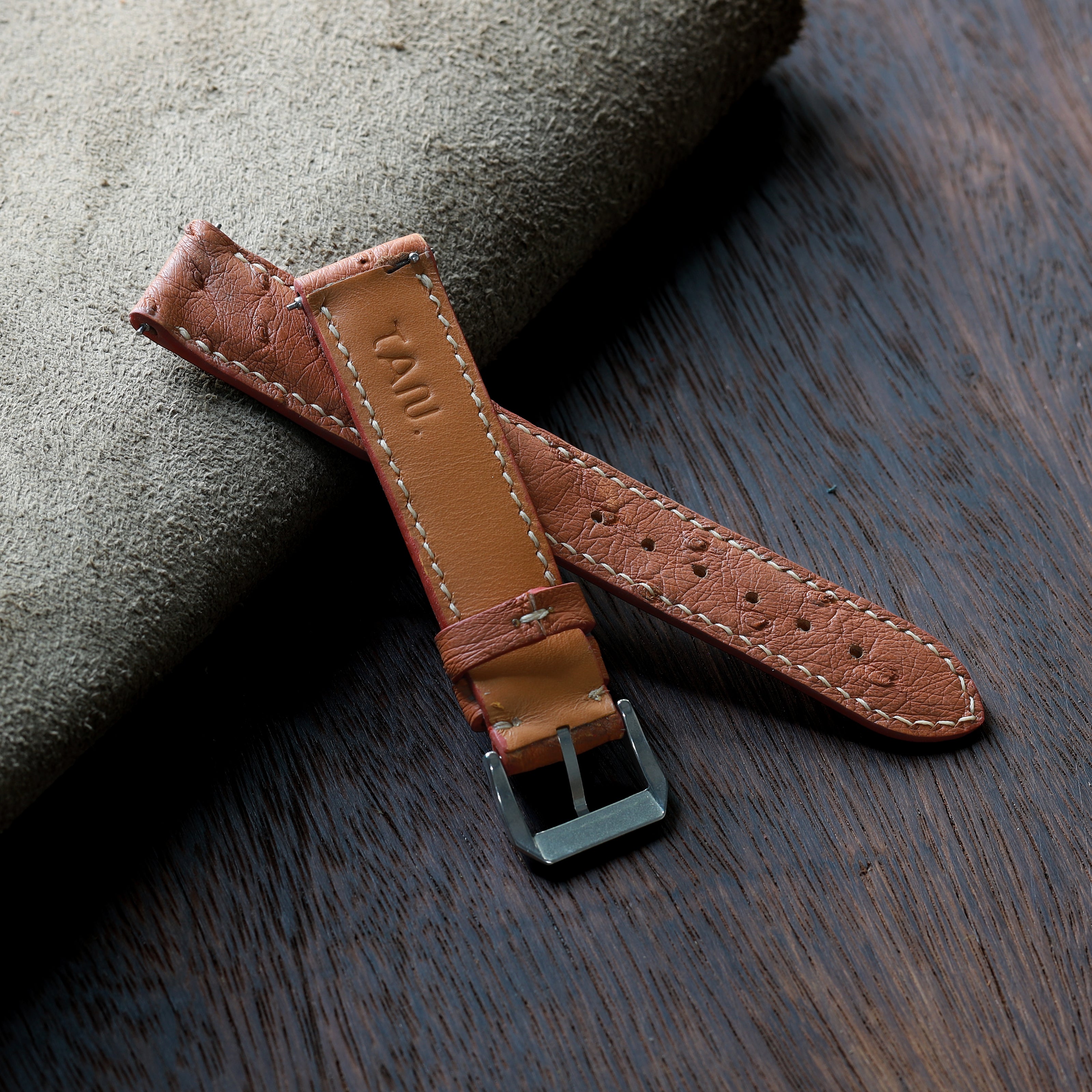Soft Orange Ostrich Leather Watch Strap