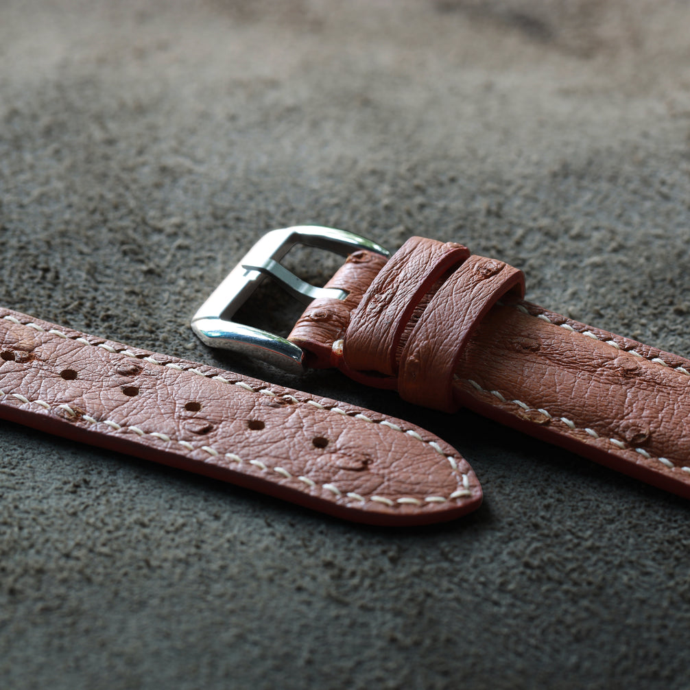 Soft Orange Ostrich Leather Watch Strap