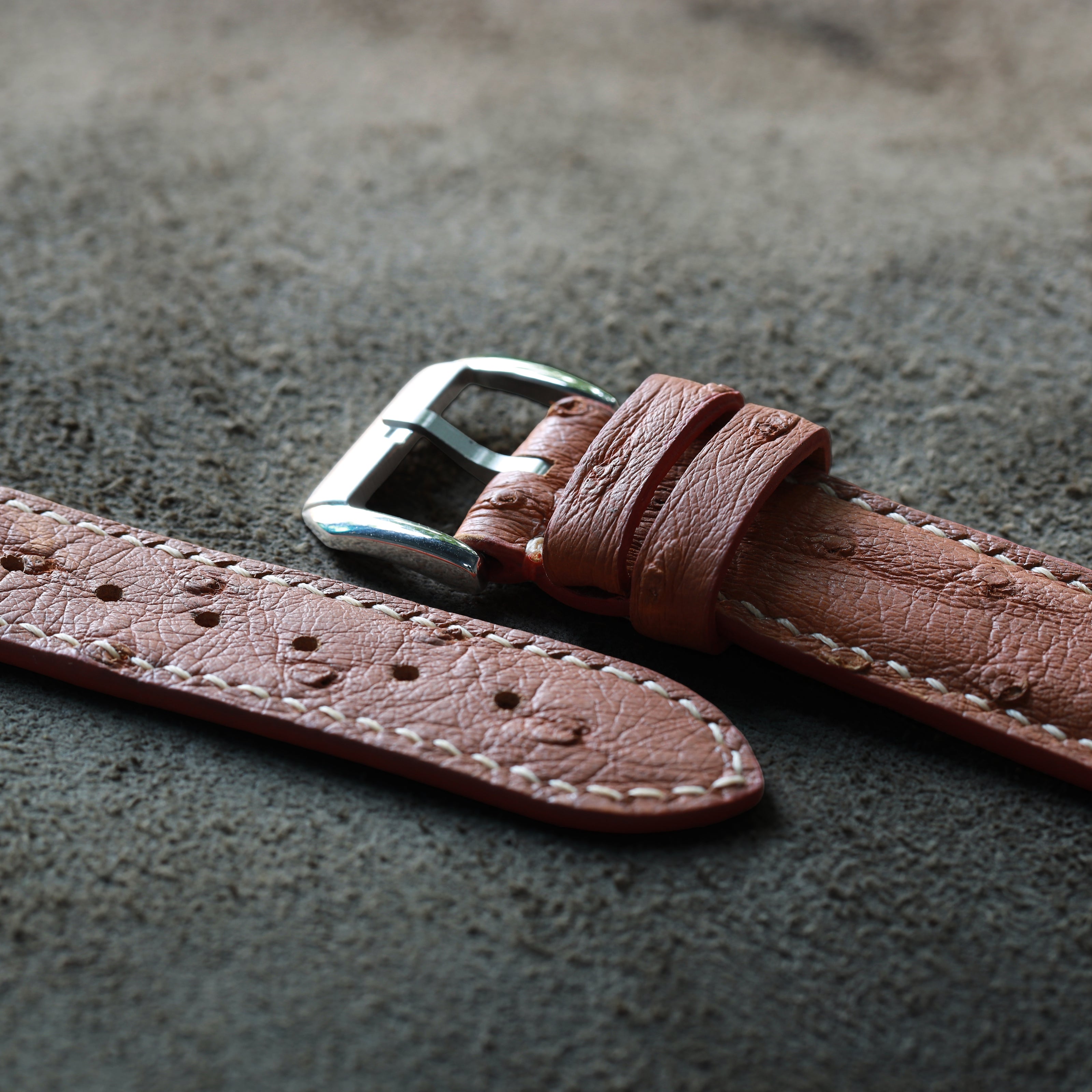 Soft Orange Ostrich Leather Watch Strap