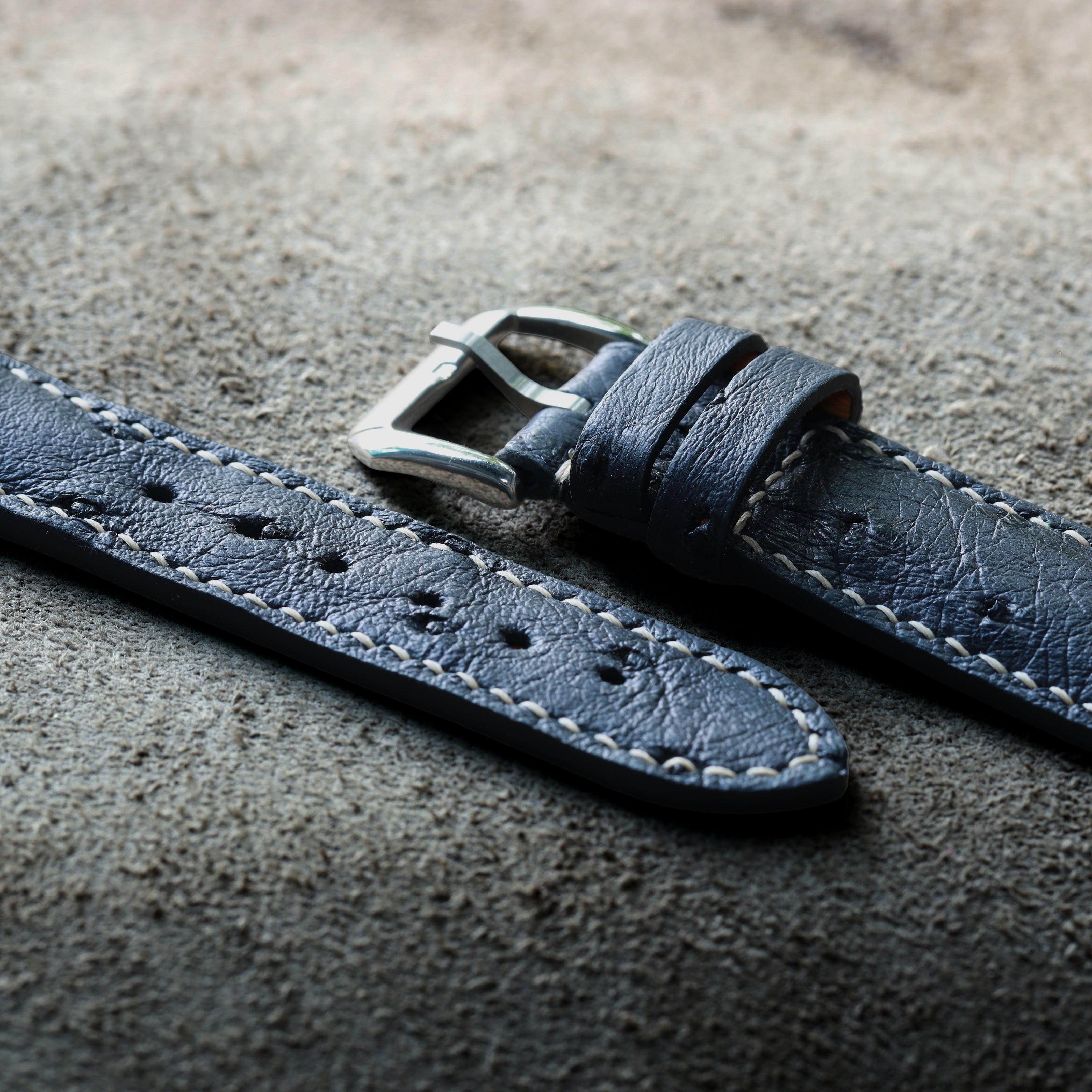 Black Ostrich Leather Watch Strap
