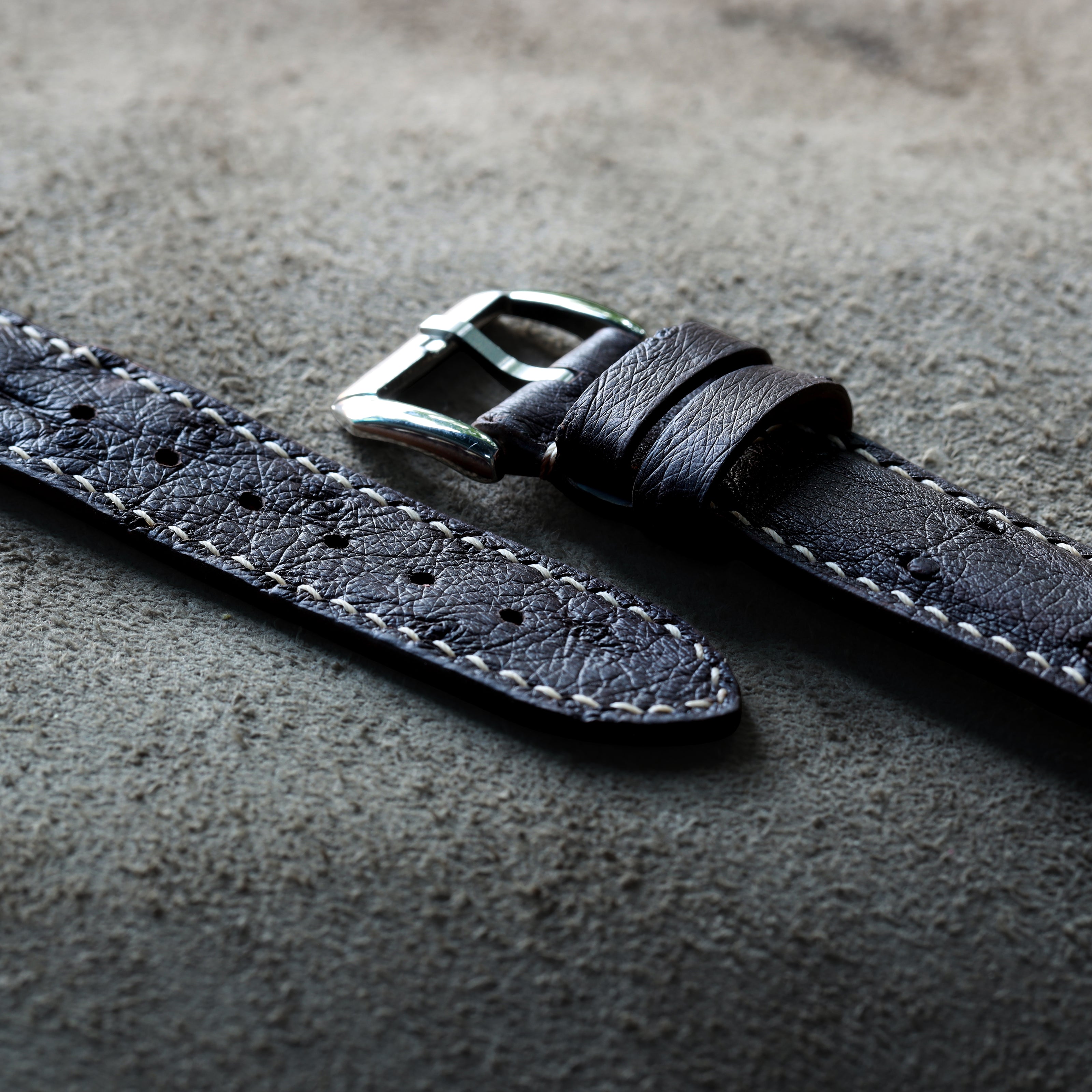Brown Ostrich Leather Watch Strap