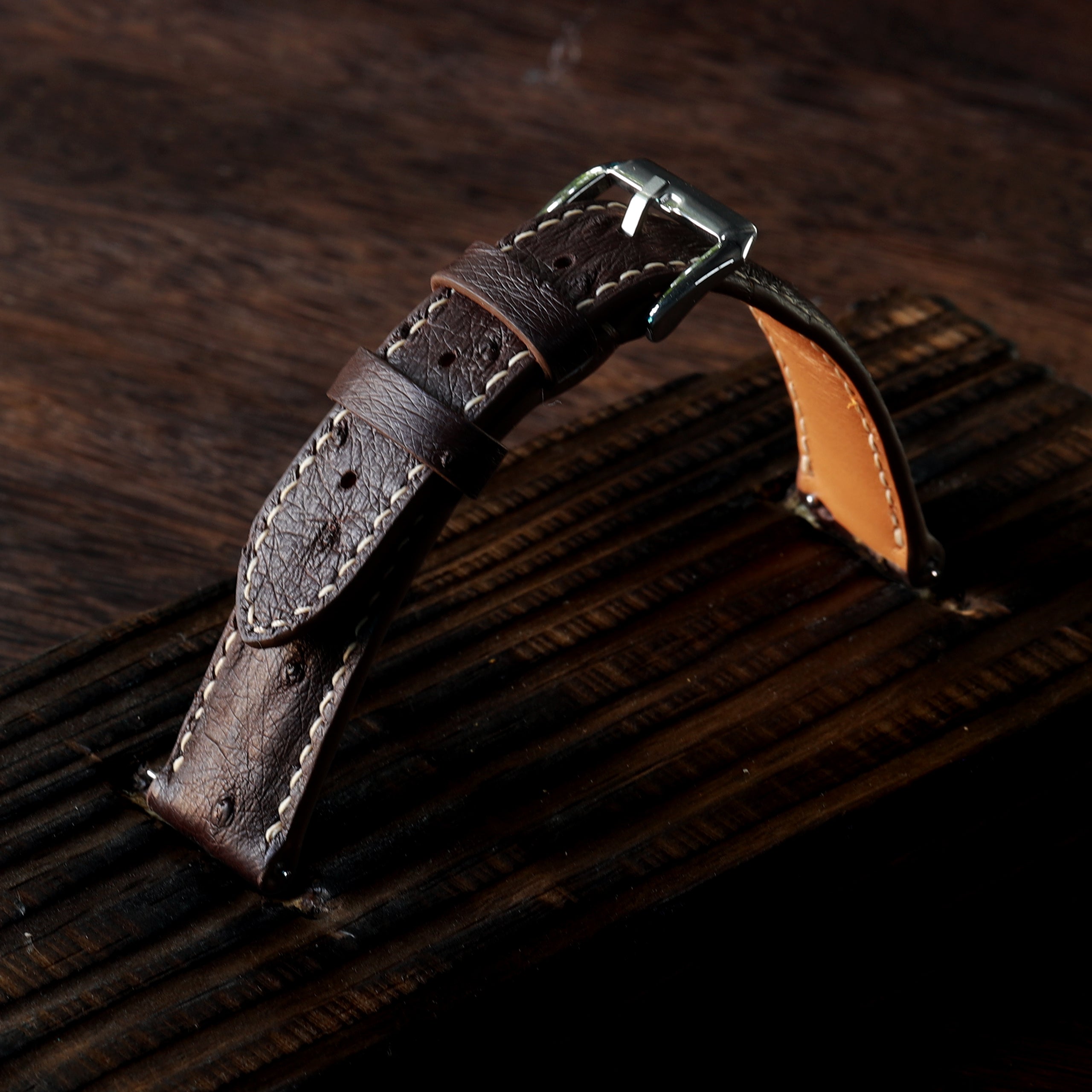 Brown Ostrich Leather Watch Strap
