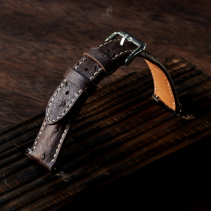 Brown Ostrich Leather Watch Strap