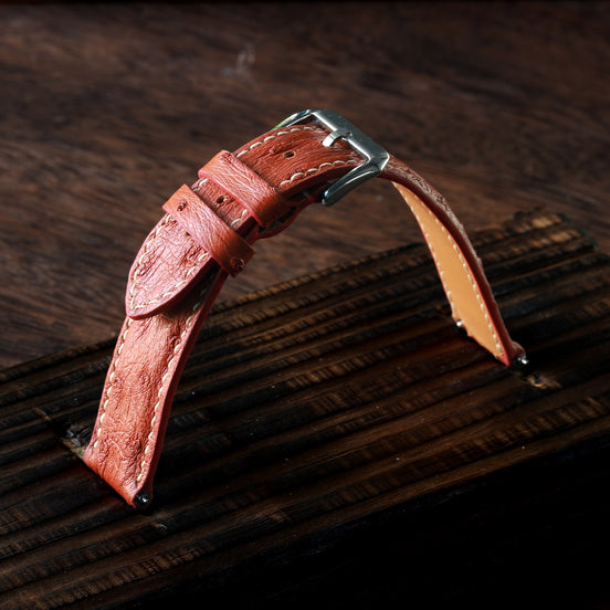 Wine Red Ostrich Leather Watch Strap