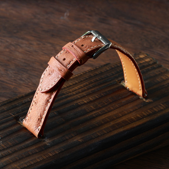 Soft Orange Ostrich Leather Watch Strap