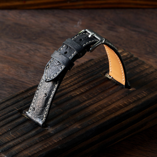 Black Ostrich Leather Watch Strap