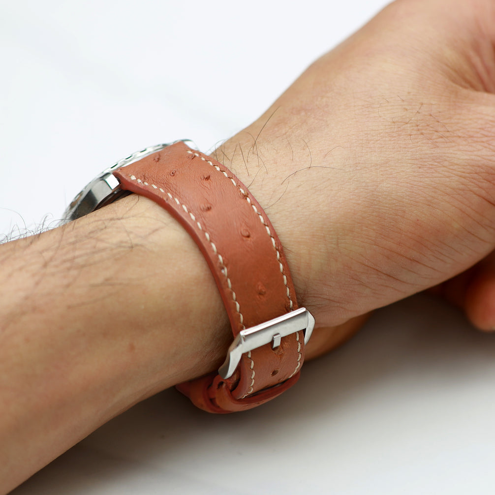 Soft Orange Ostrich Leather Watch Strap