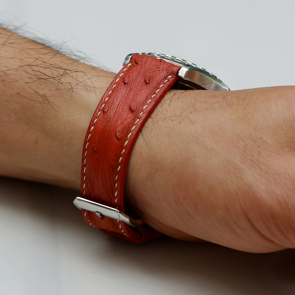 Wine Red Ostrich Leather Watch Strap