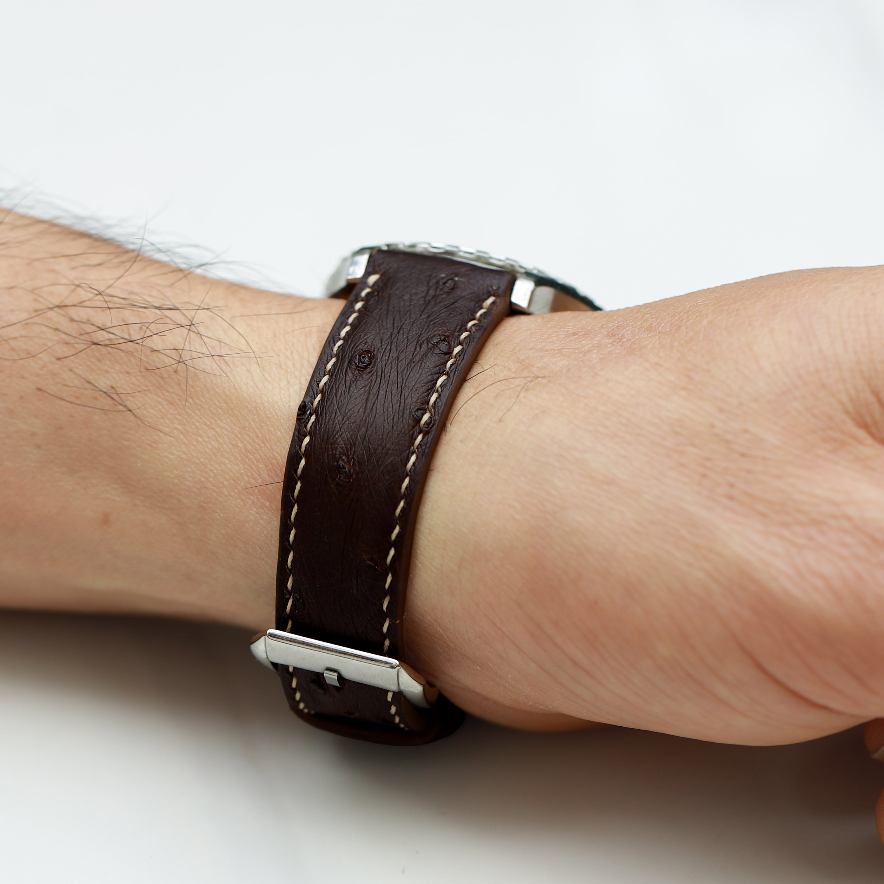 Brown Ostrich Leather Watch Strap