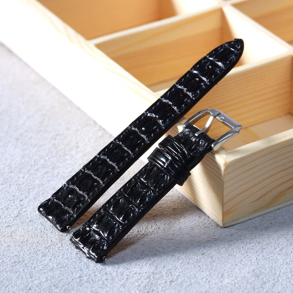 Black Alligator Hornback Watch Strap