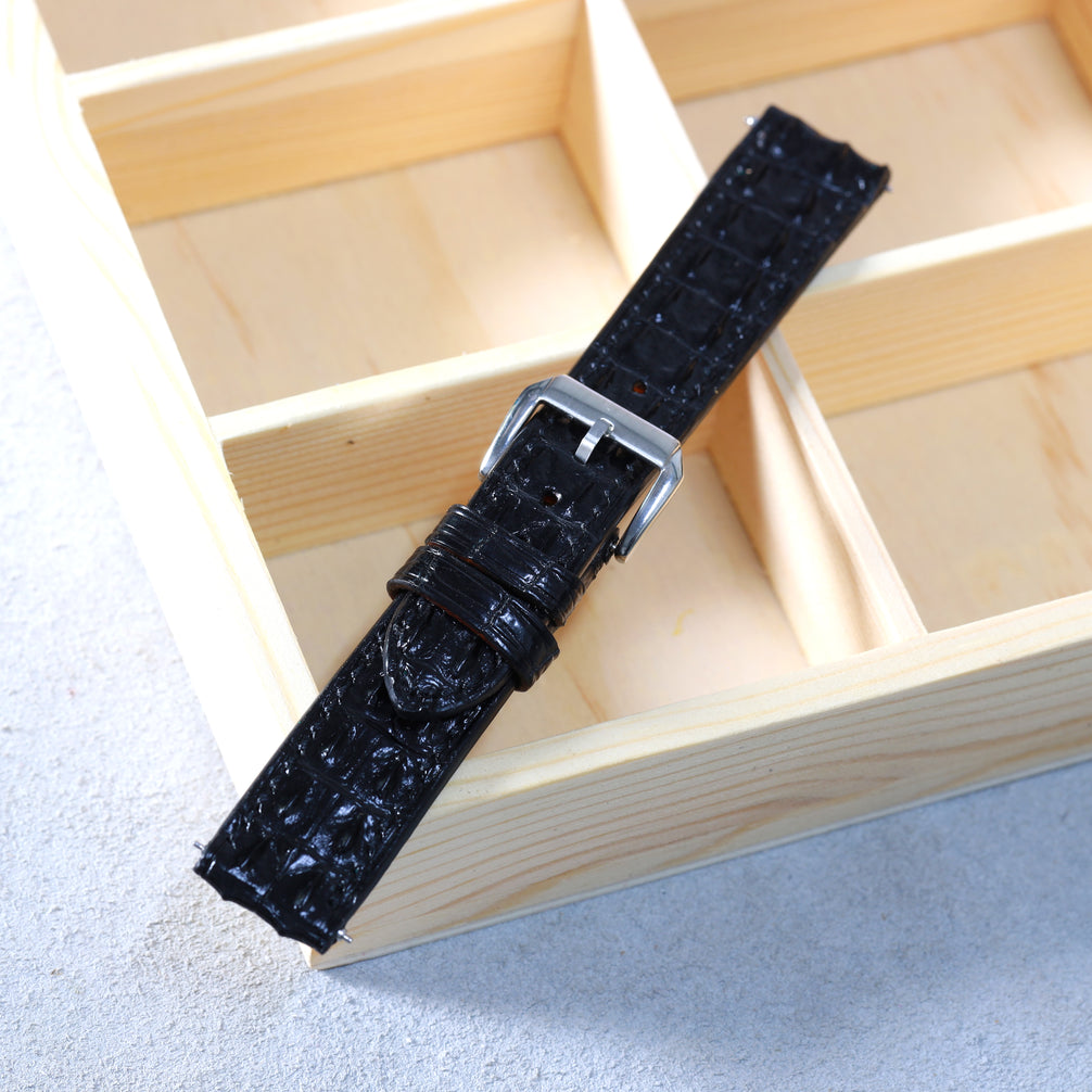 Black Alligator Hornback Watch Strap