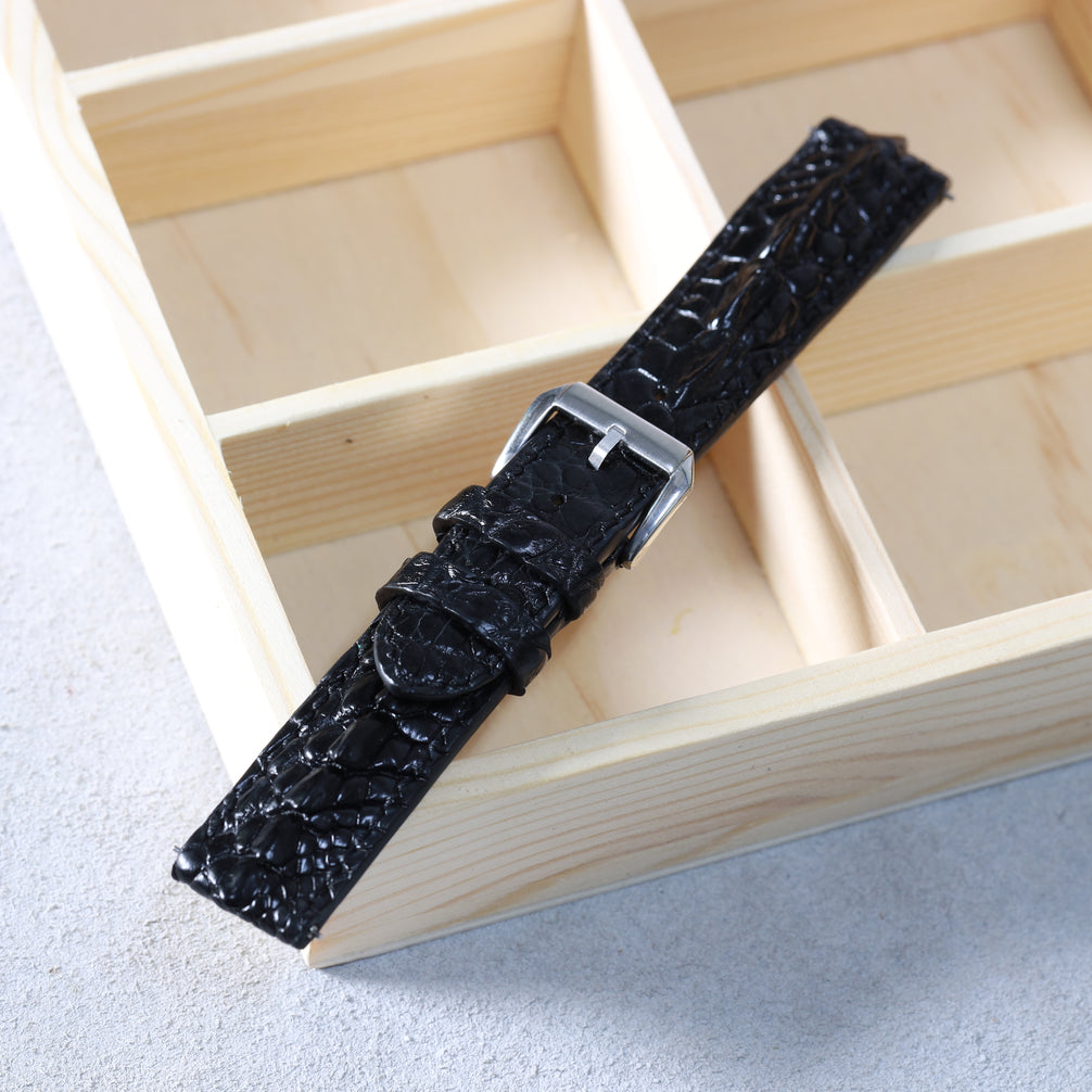 Black Alligator Leg Watch Strap