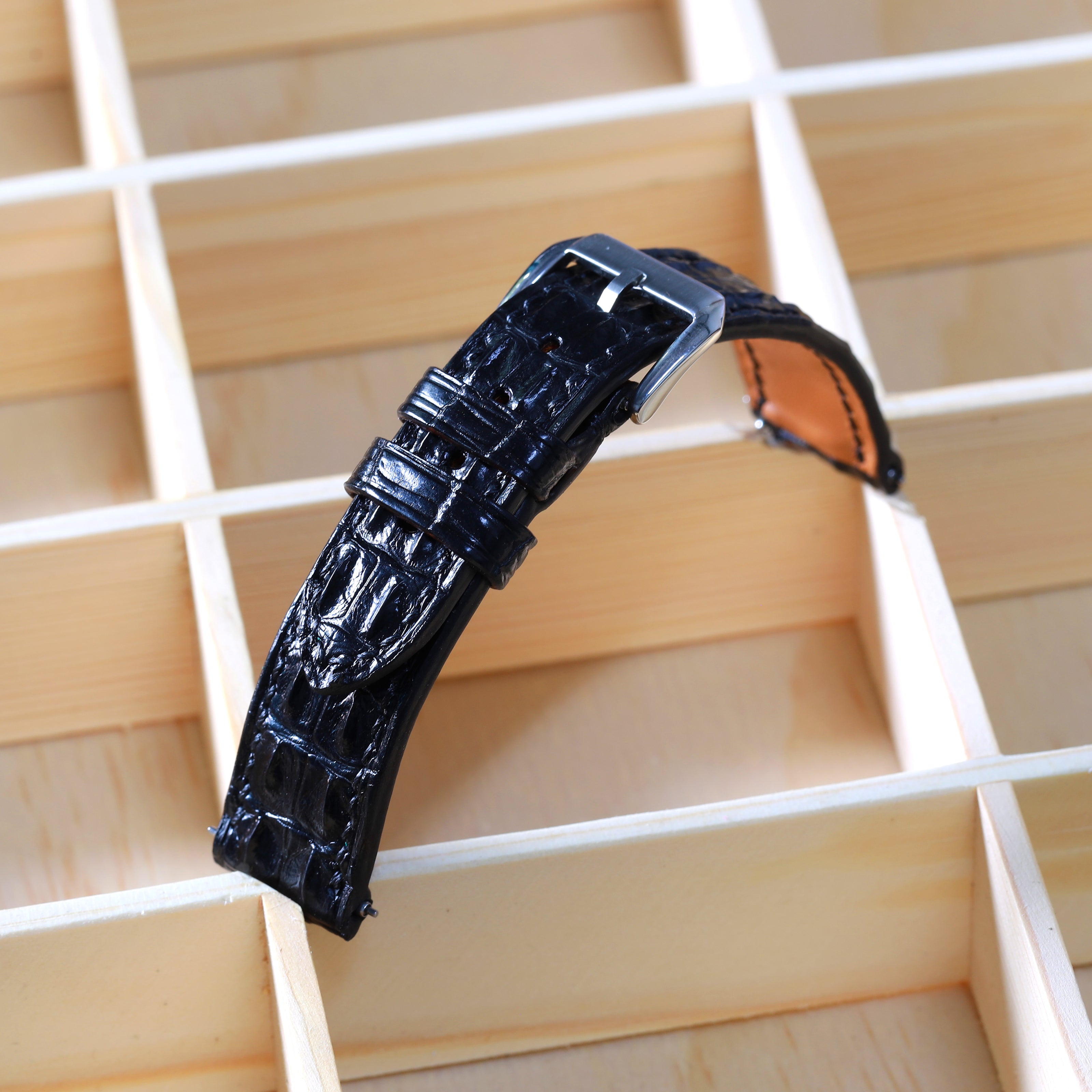 Black Alligator Hornback Watch Strap