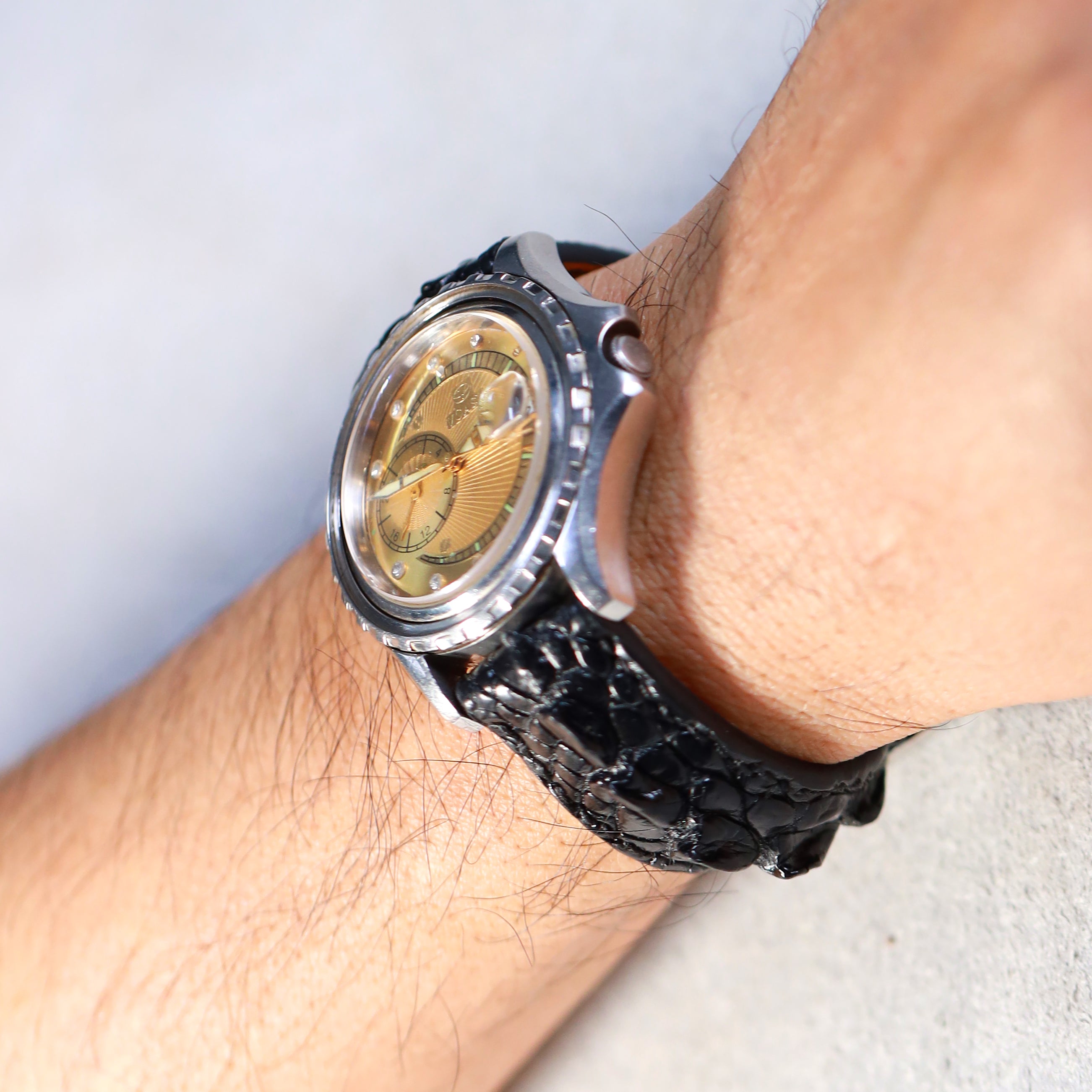 Black Alligator Leg Watch Strap