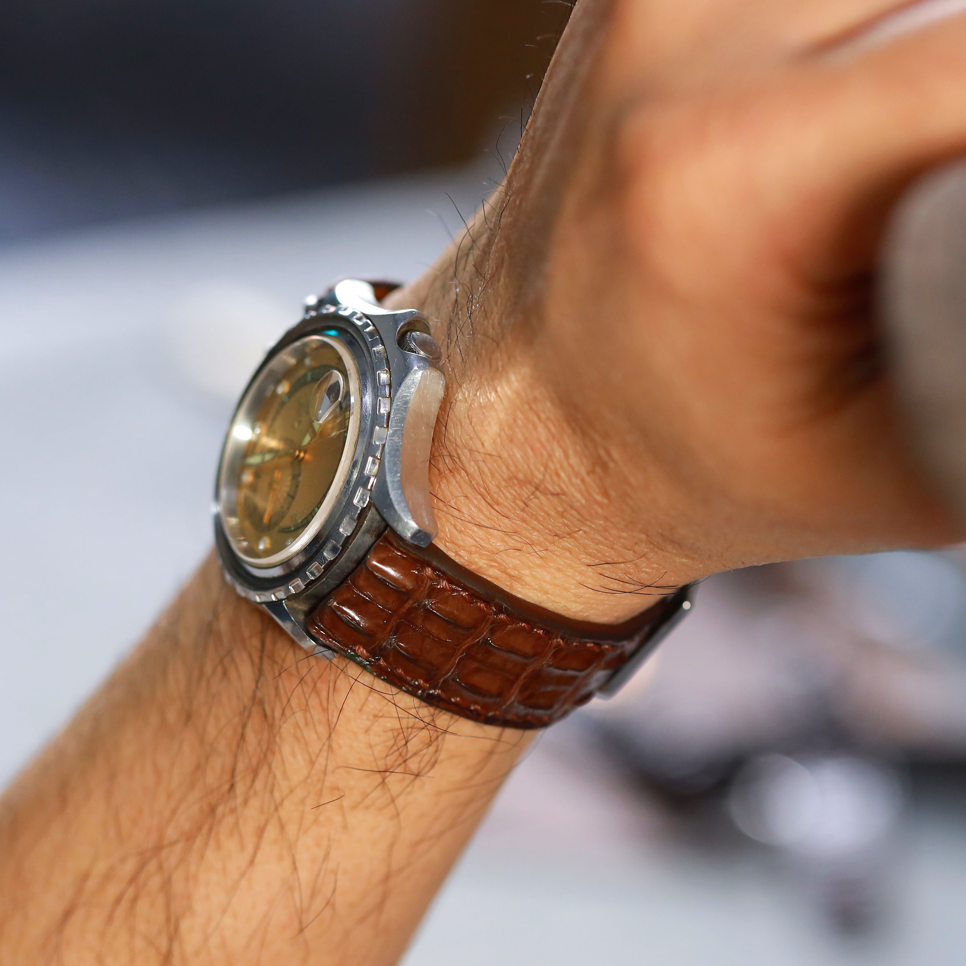 Brown Alligator Hornback Watch Strap