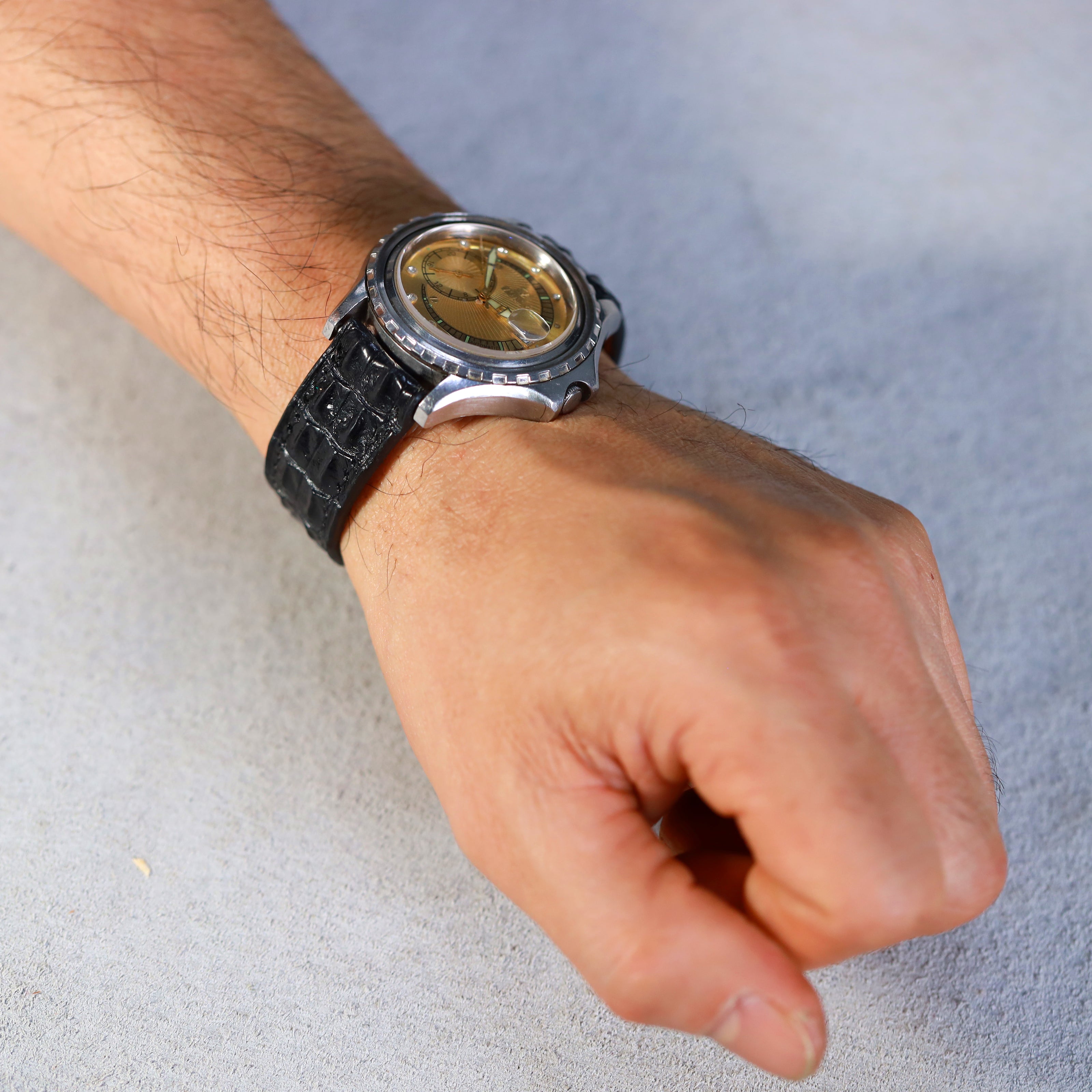 Black Alligator Hornback Watch Strap