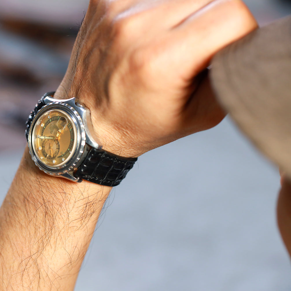 Black Alligator Hornback Watch Strap