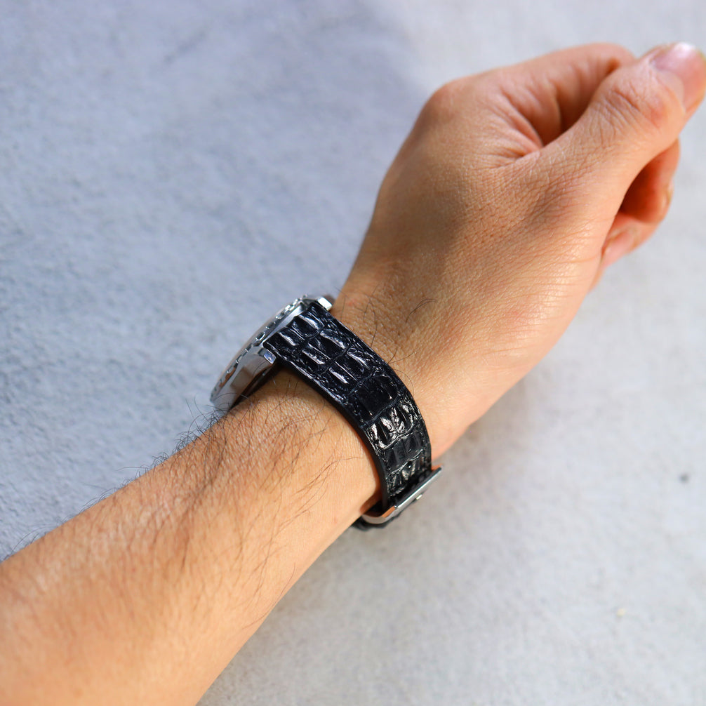 Black Alligator Hornback Watch Strap