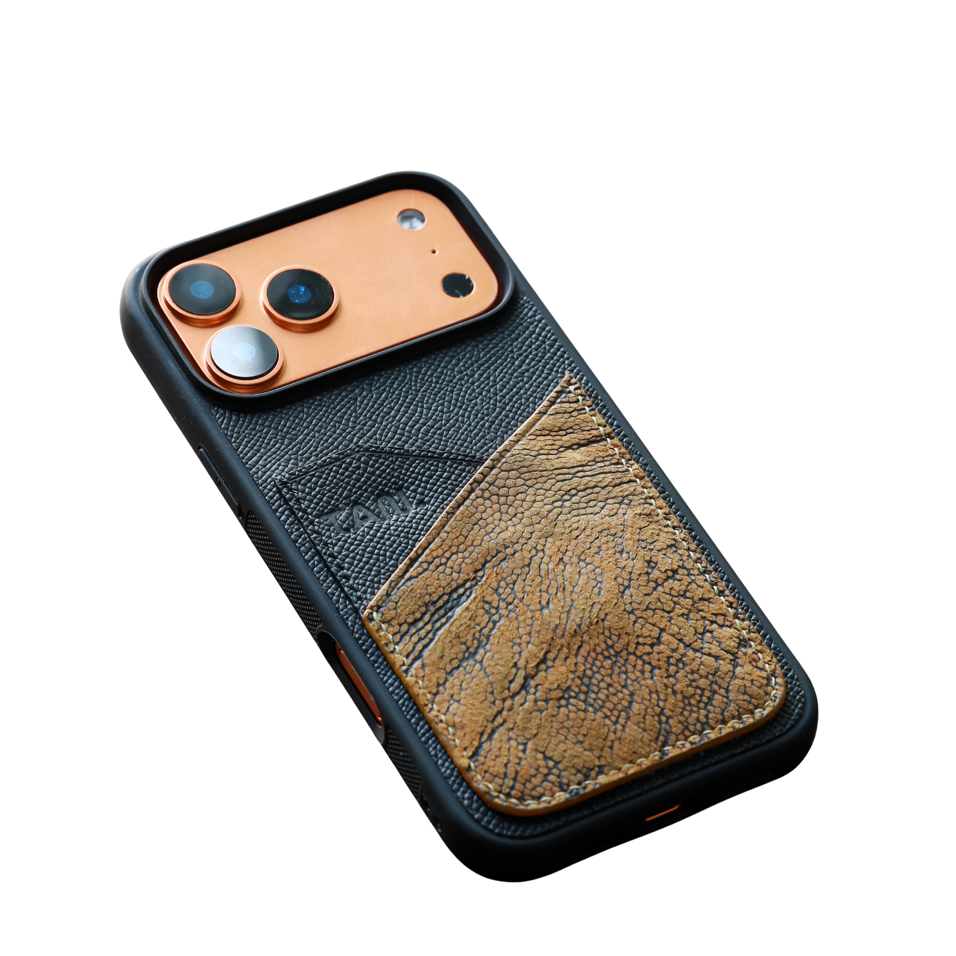 The Heritage Ostrich & Epsom Card-Slot Leather Iphone Case
