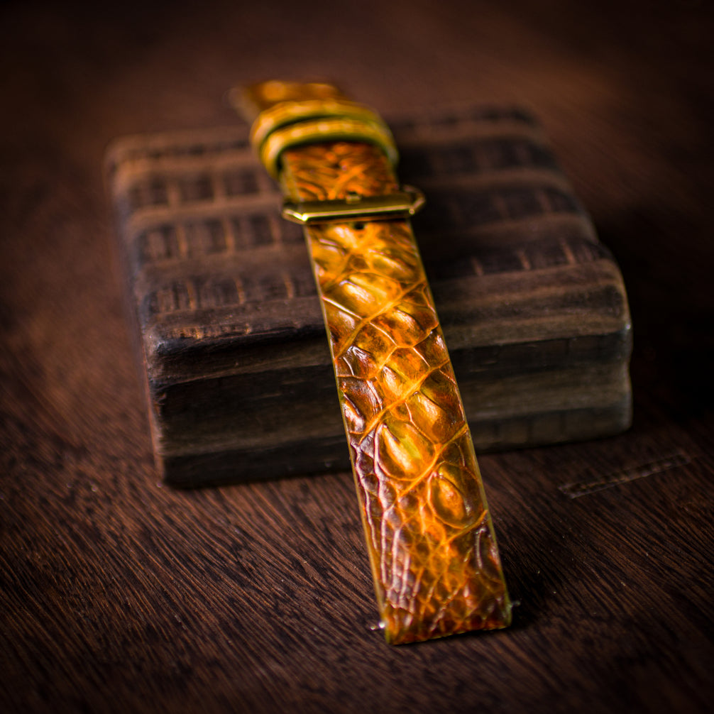 Patina Gold Hornback Alligator Strap