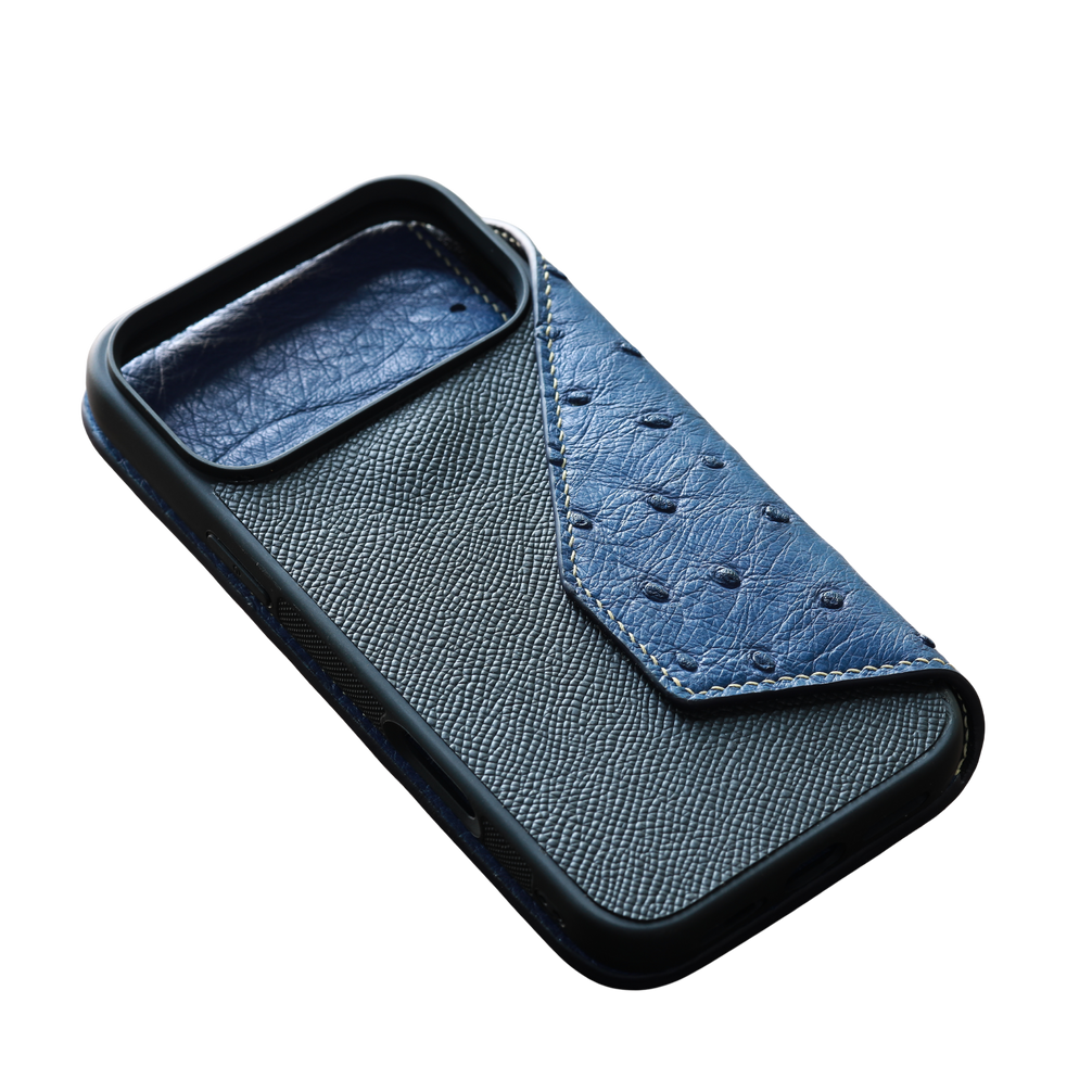 Heritage Epsom & Ostrich Leather Folio Wallet Case for iPhone