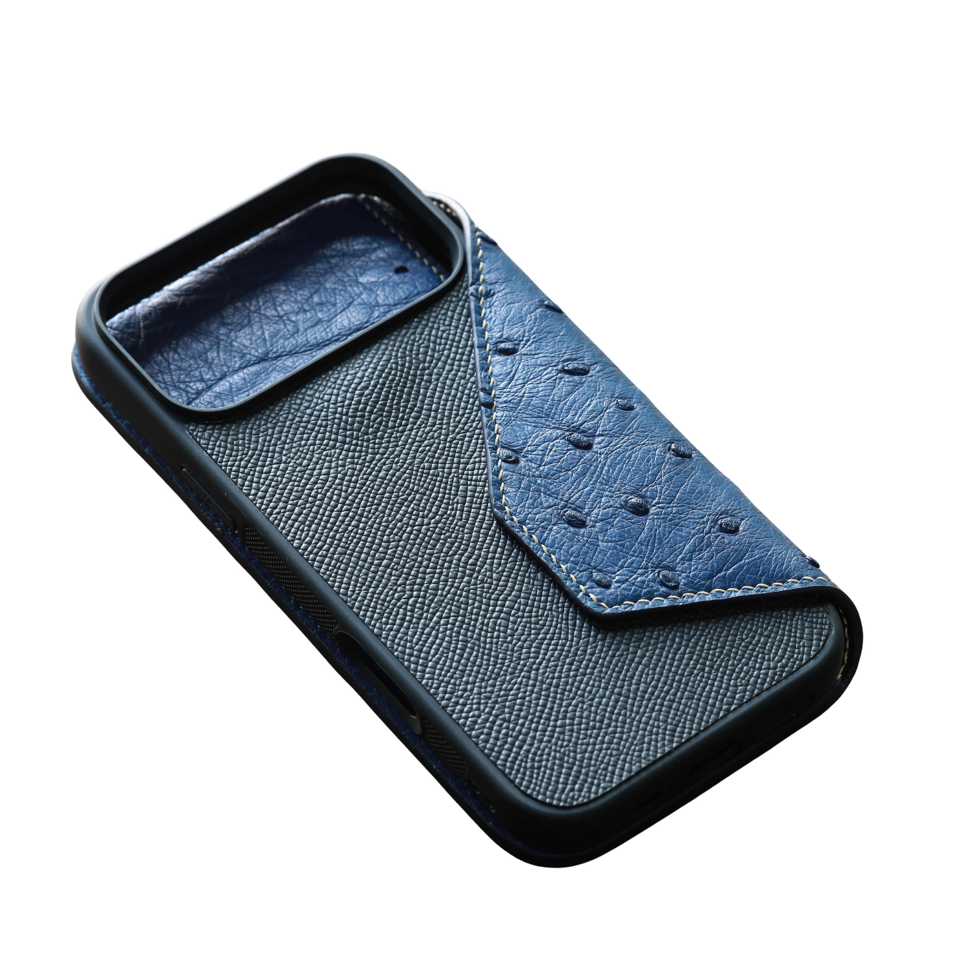 Heritage Epsom & Ostrich Leather Folio Wallet Case for iPhone