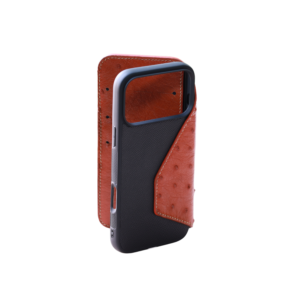 Heritage Epsom & Ostrich Leather Folio Wallet Case for iPhone