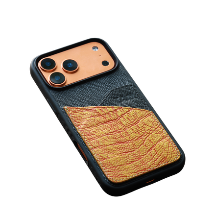 The Heritage Ostrich & Epsom Card-Slot Leather Iphone Case