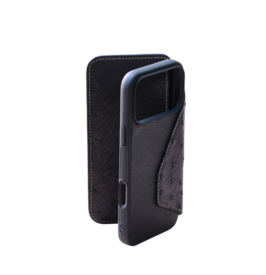 Heritage Epsom & Ostrich Leather Folio Wallet Case for iPhone