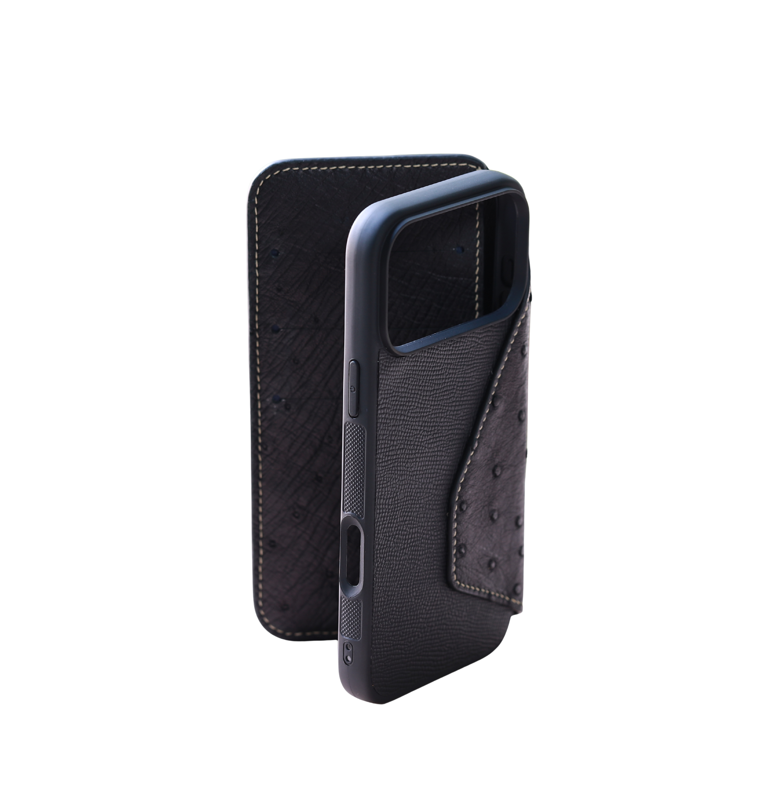 Heritage Epsom & Ostrich Leather Folio Wallet Case for iPhone