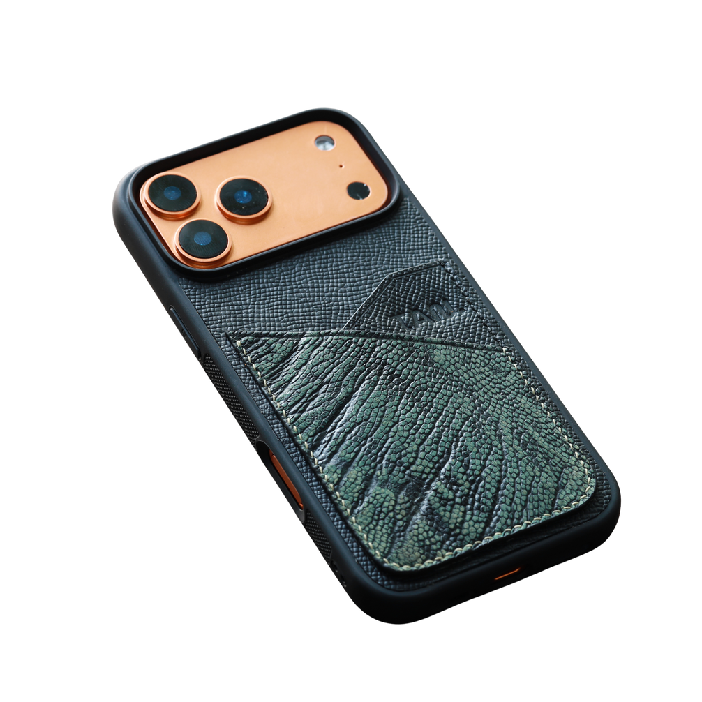 The Heritage Ostrich & Epsom Card-Slot Leather Iphone Case