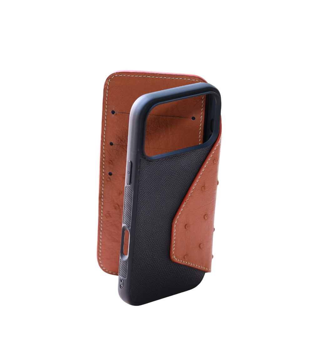 Heritage Epsom & Ostrich Leather Folio Wallet Case for iPhone