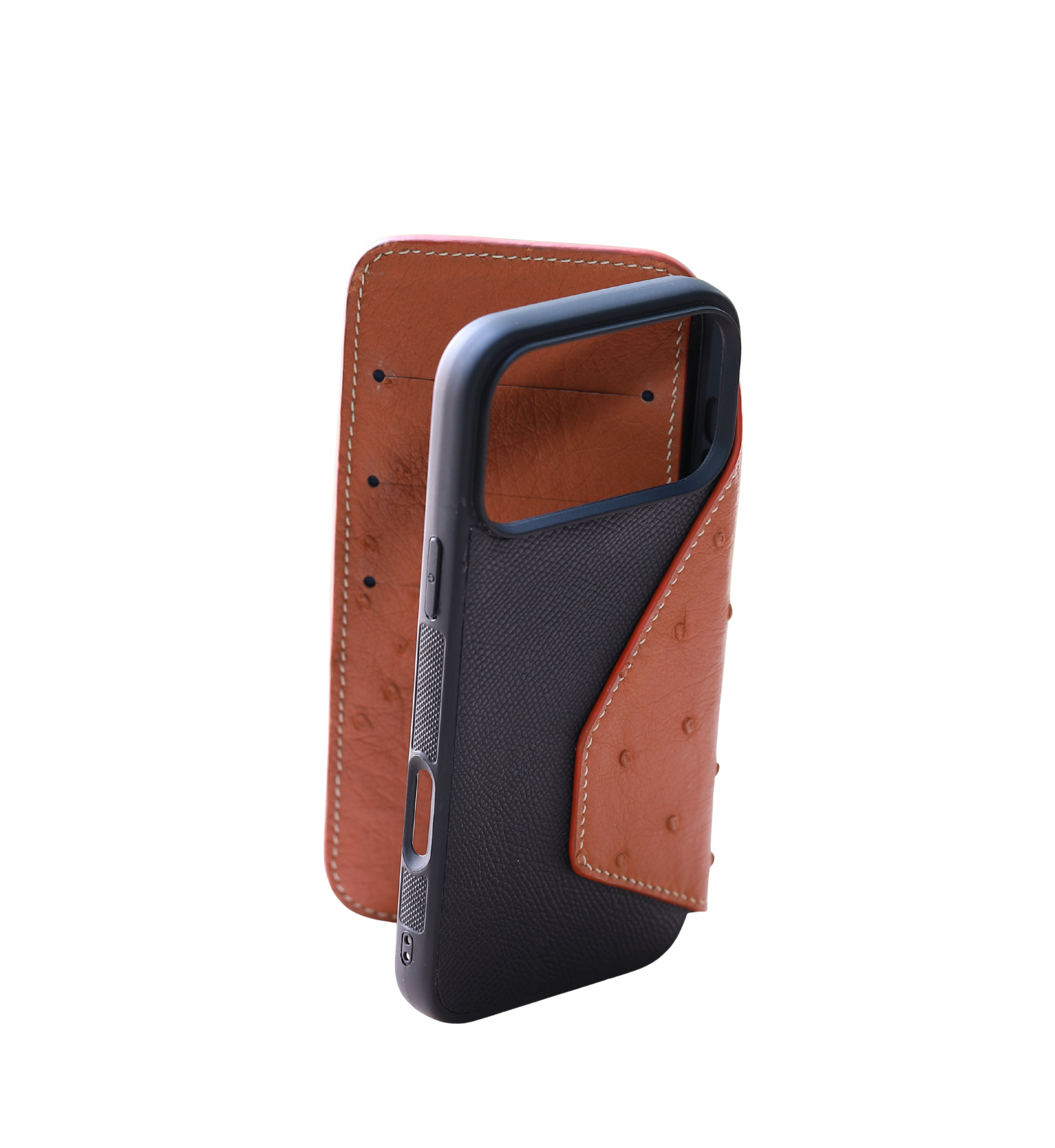 Heritage Epsom & Ostrich Leather Folio Wallet Case for iPhone