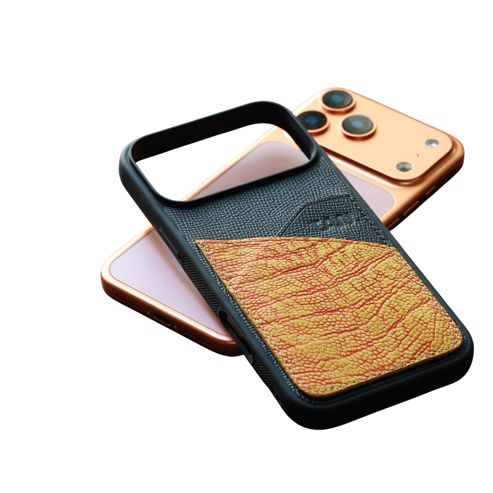 The Heritage Ostrich & Epsom Card-Slot Leather Iphone Case