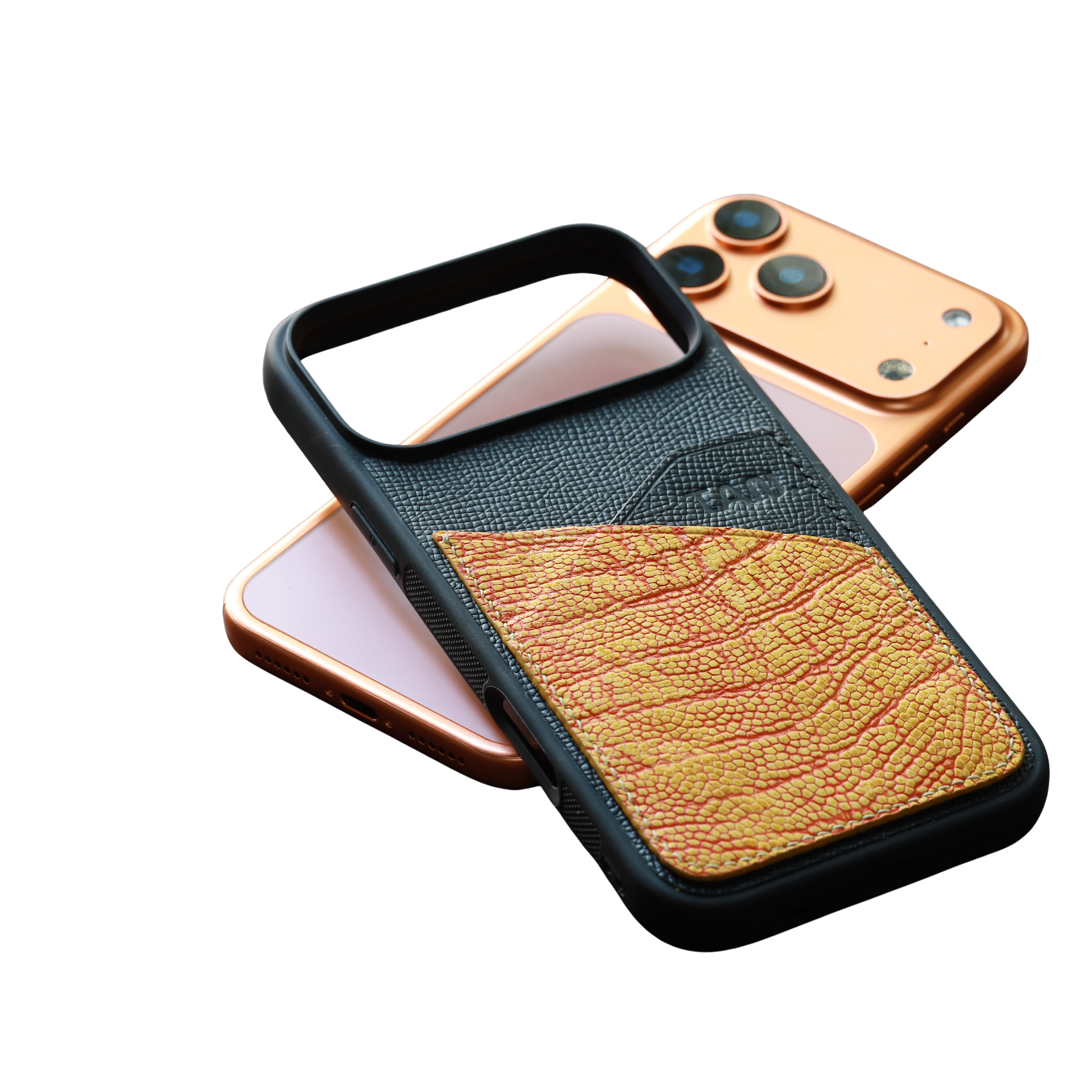 The Heritage Ostrich & Epsom Card-Slot Leather Iphone Case