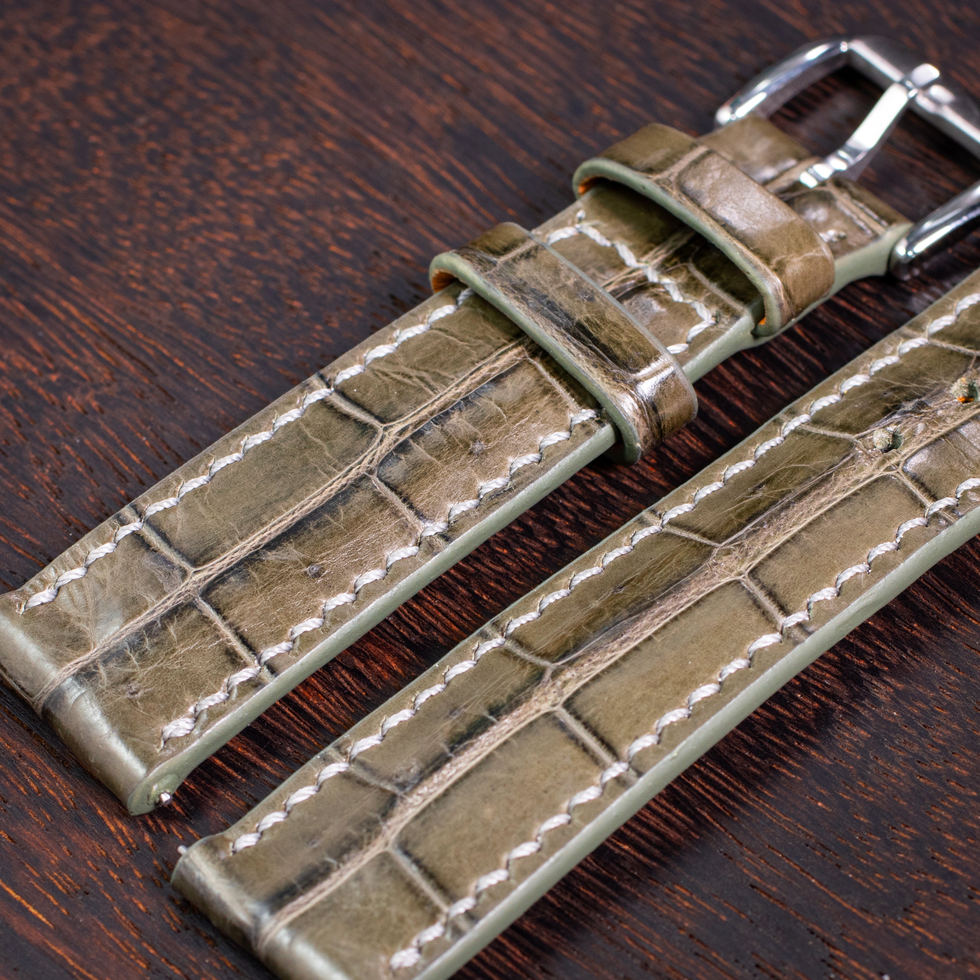 Olive Green Alligator Leather Strap