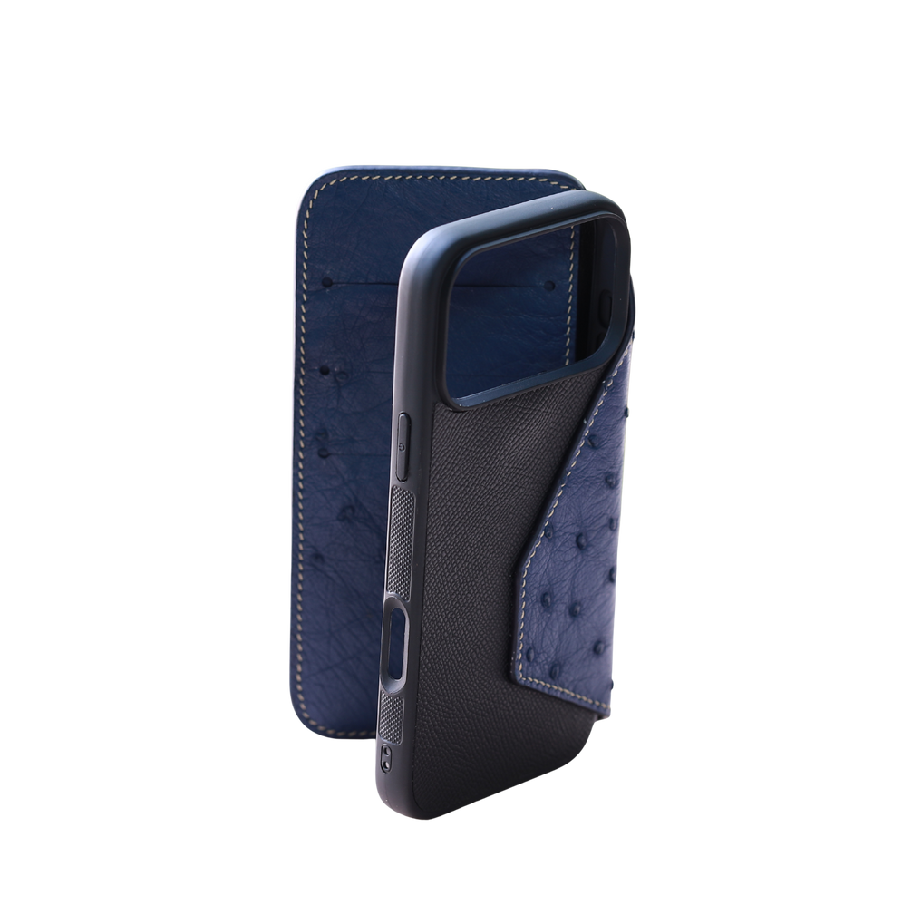 Heritage Epsom & Ostrich Leather Folio Wallet Case for iPhone