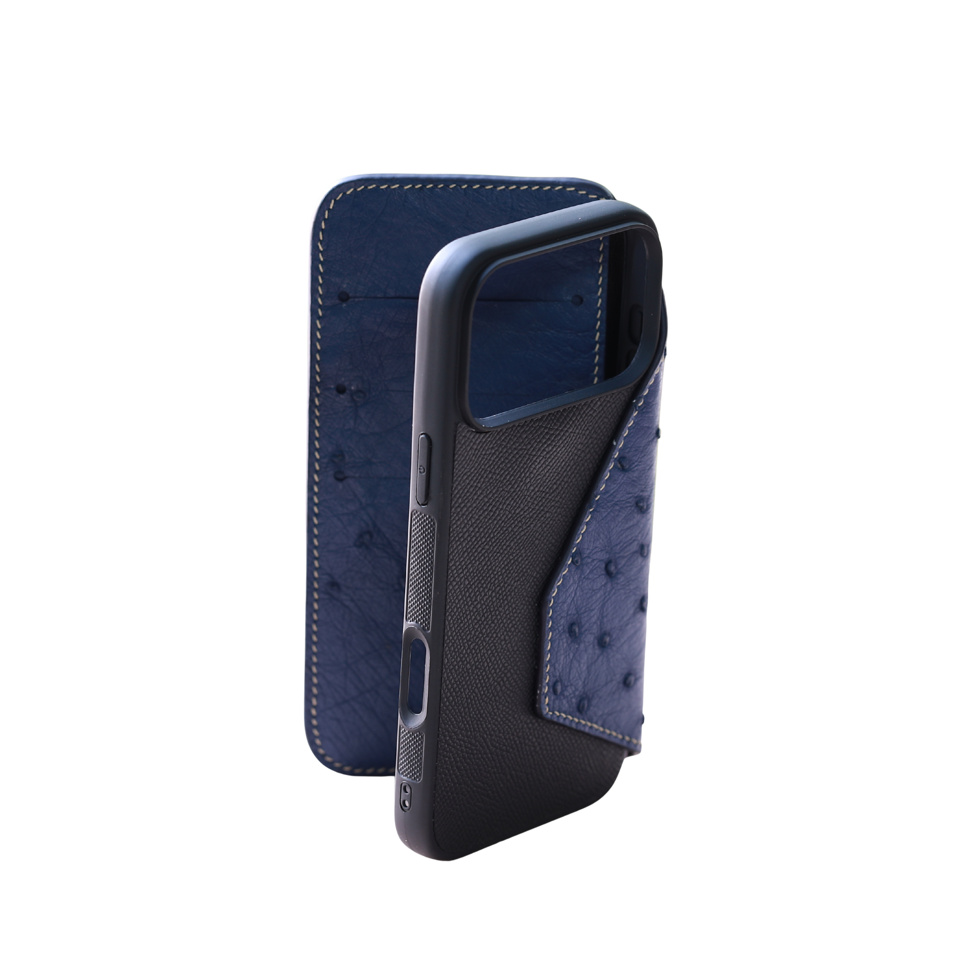 Heritage Epsom & Ostrich Leather Folio Wallet Case for iPhone